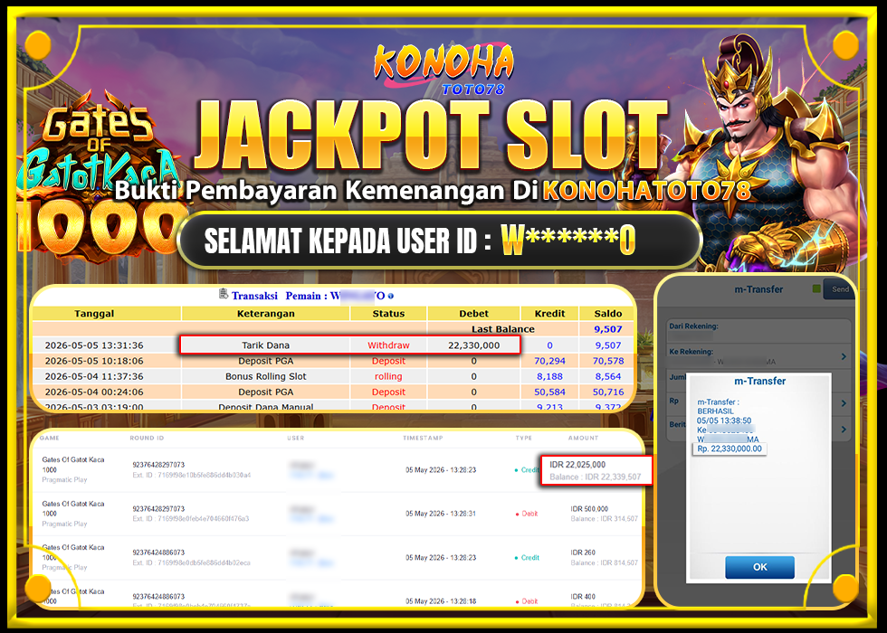 KONOHATOTO78 JACKPOT GATES OF GATOT KACA 1000 Rp.22.330.000,- LUNAS